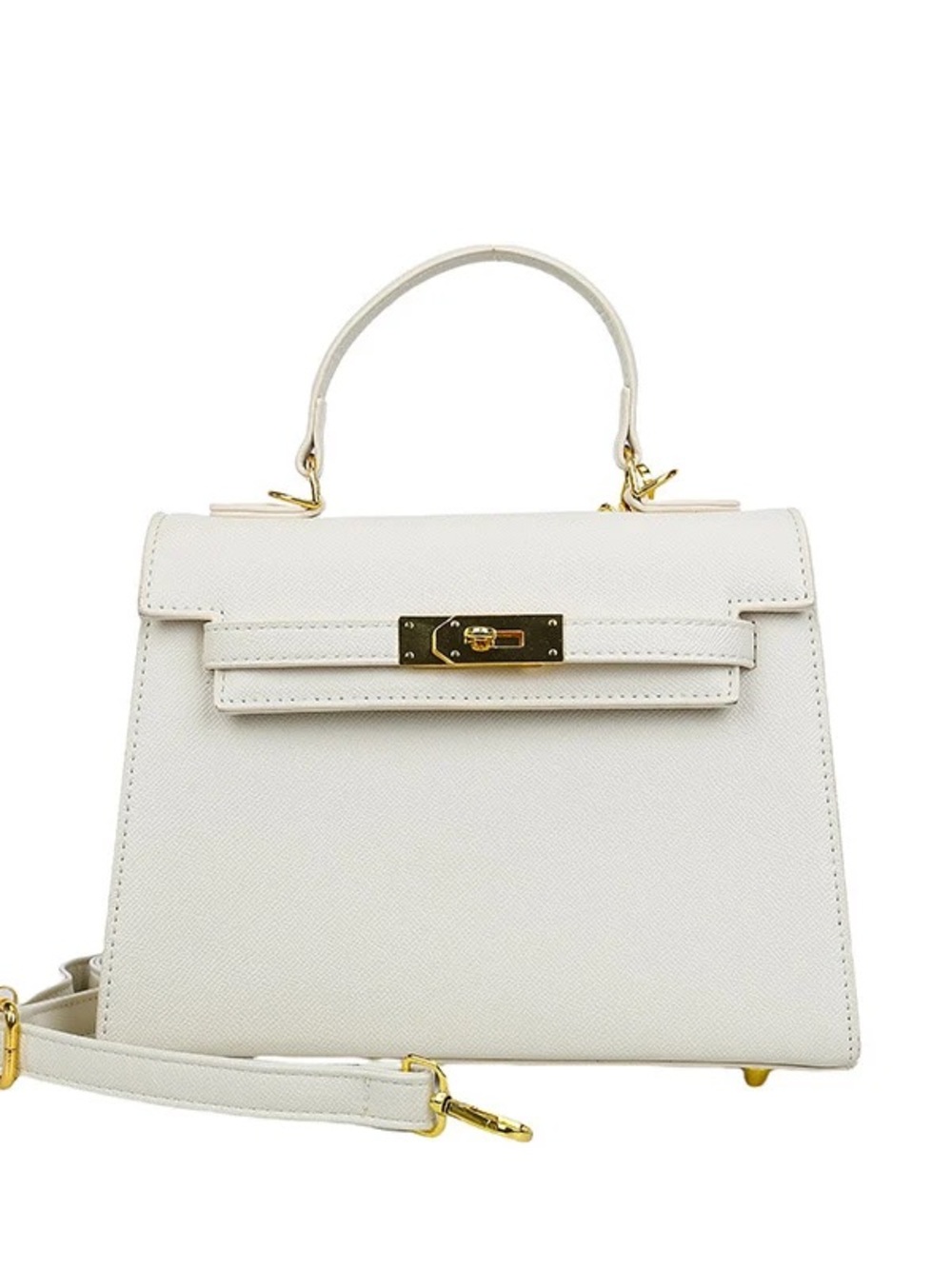 NEW Classic White Top-Handle Satchel Bag with Gold Hardware